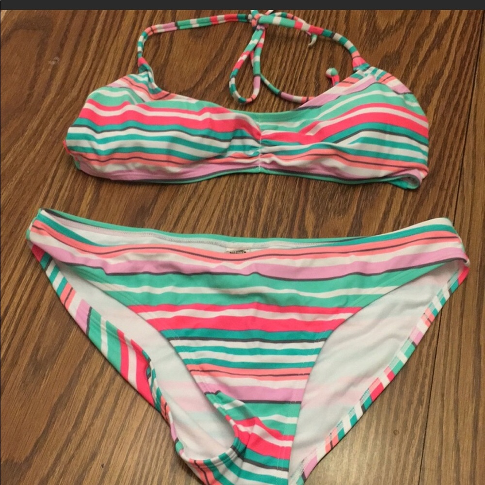 Old Navy Striped Bikini NWOT L Top M bottom
